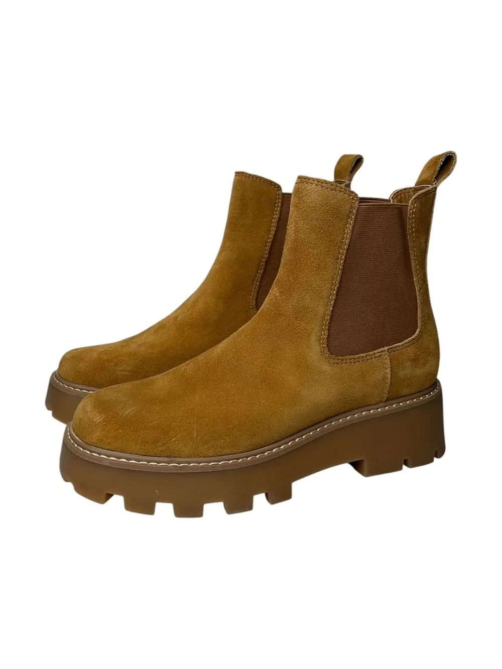 New Dolce Vita Johany suede Chelsea boots rich chestnut shade Tan